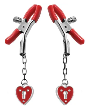 Master Series Charmed Heart Padlock Nipple Clamps